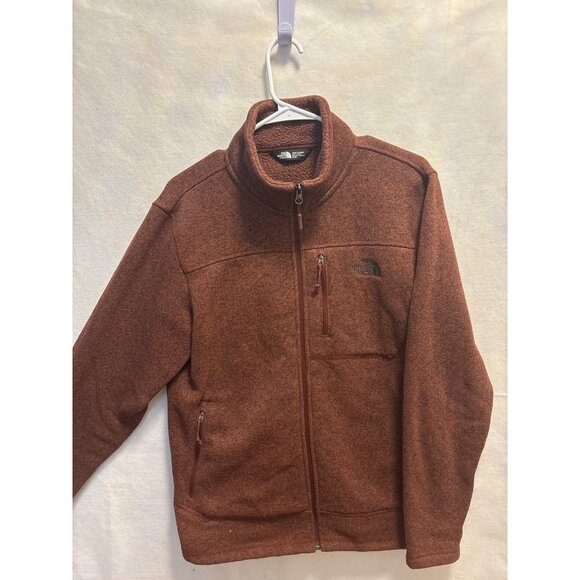 The North Face Mens Rust Full-Zip Fleece Jacket M 100% Polyester Made In Jordan - Picture 1 of 14